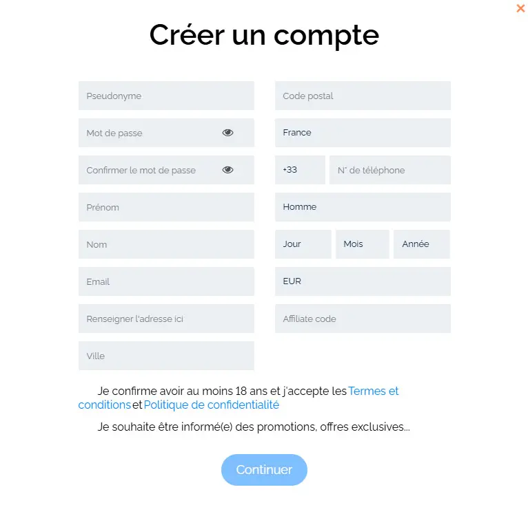 Processo di registrazione SuperBoss Casino